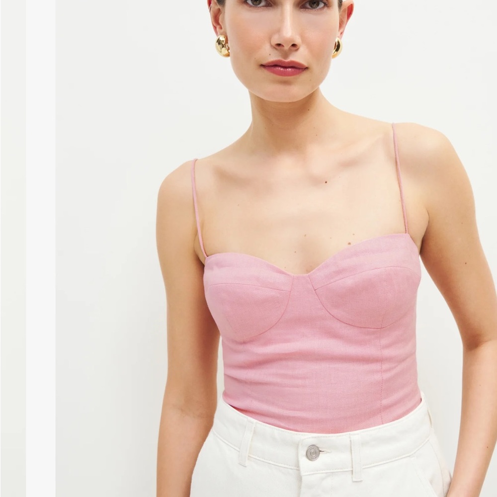 Reformation Liza linen top pink size 10 nwt